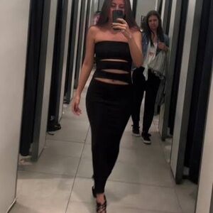 Zara Black Strapless Cutout Dress